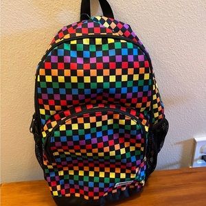 NWT Vans "Off The Wall" Rainbow Checkerboard Backpack.